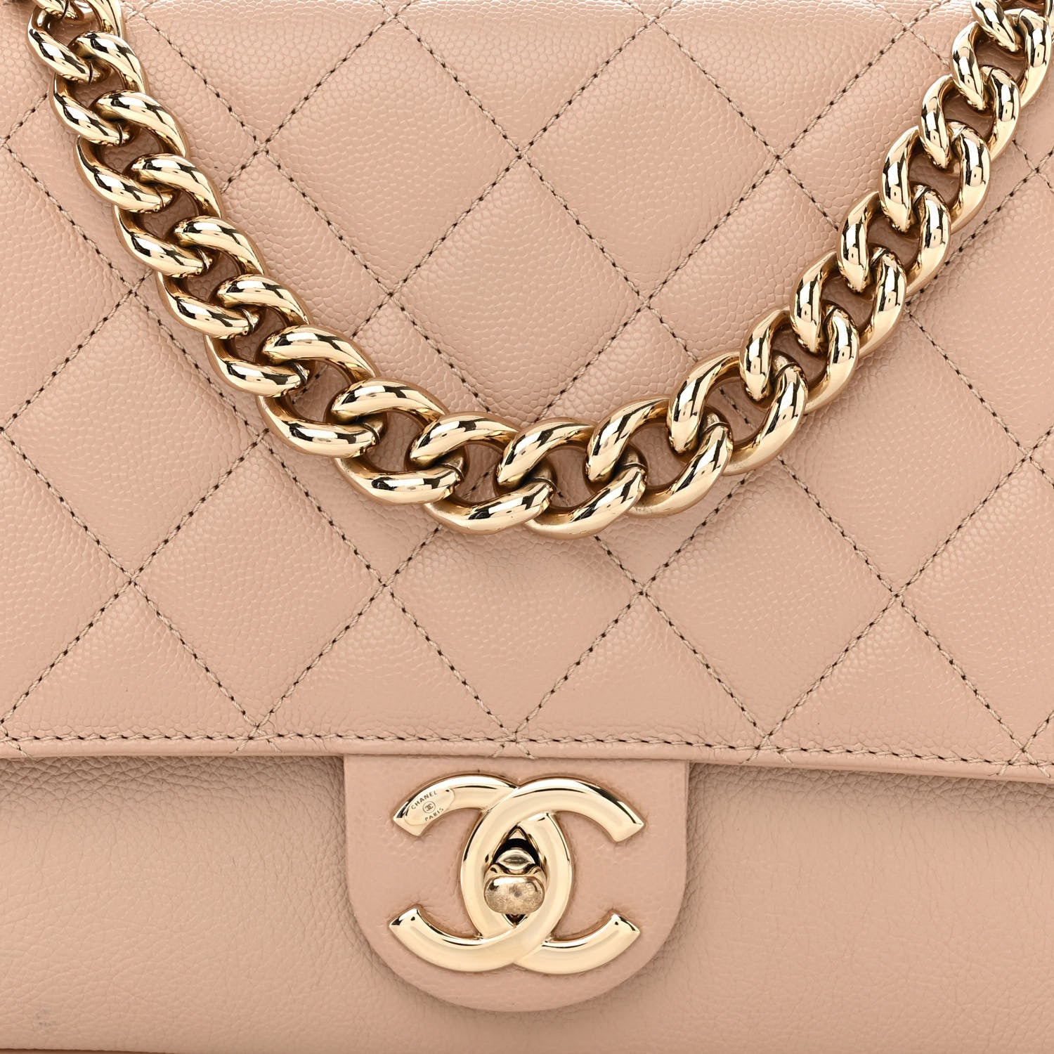 Chanel Caviar Quilted Large Studded Flap Beige 8 of 13