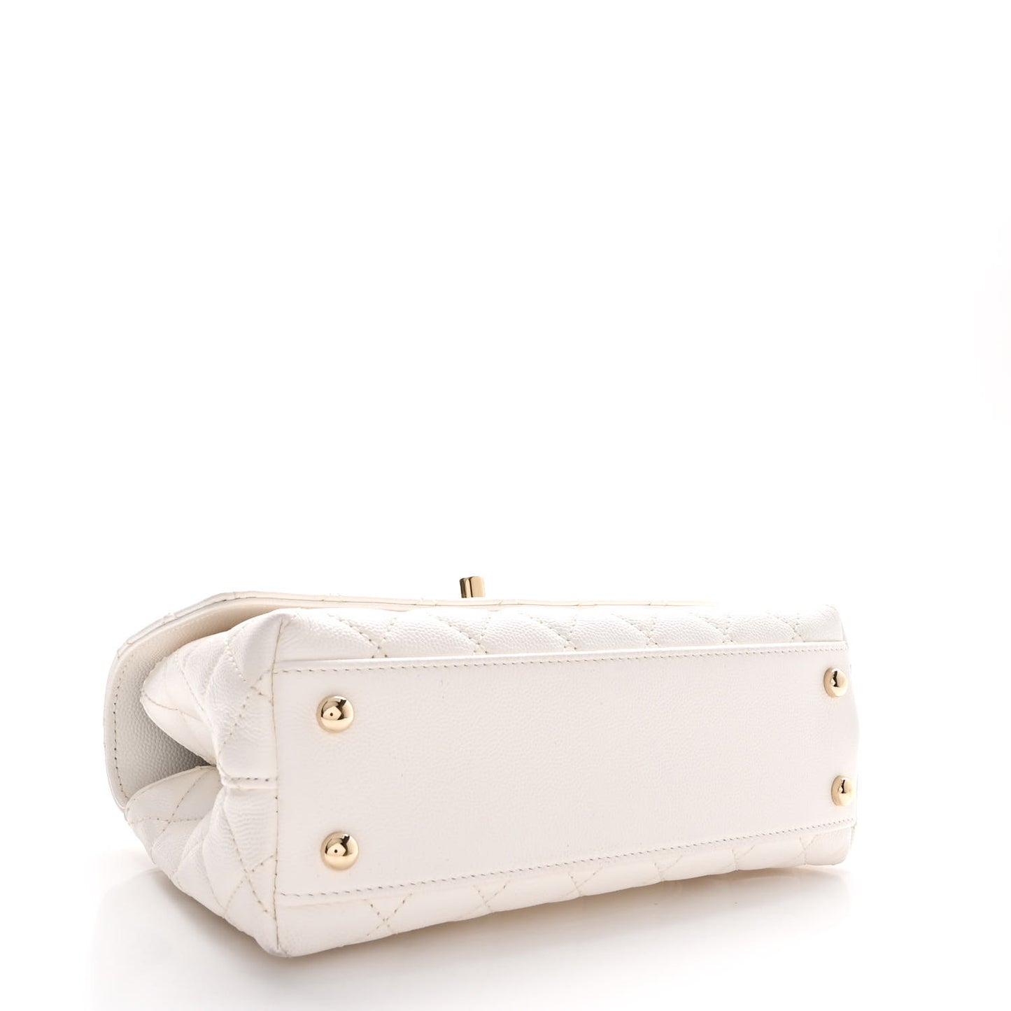 Caviar Quilted Mini Coco Handle Flap White