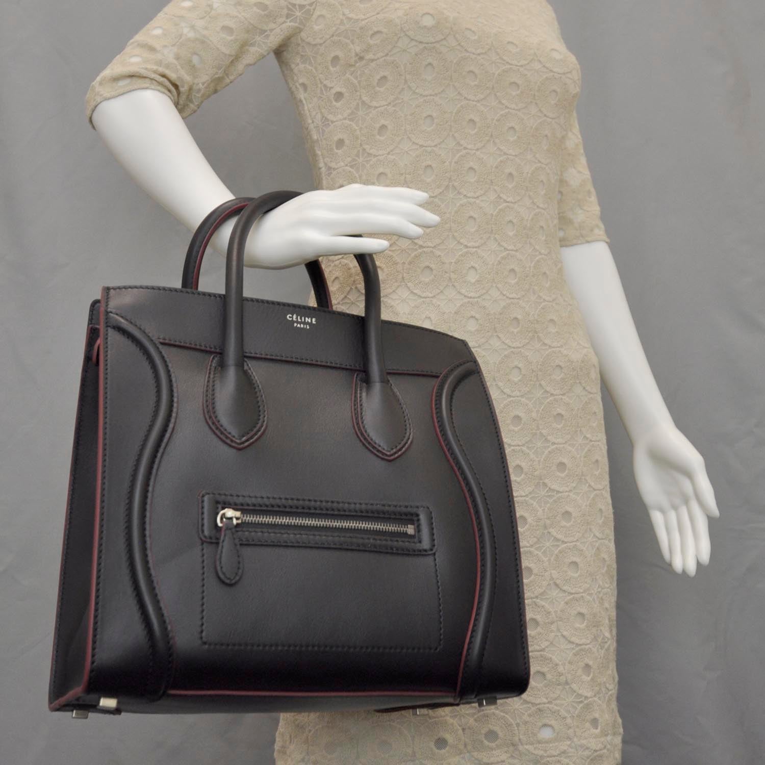 Celine Smooth Calfskin Mini Luggage Black w Pink Trim 2 of 9