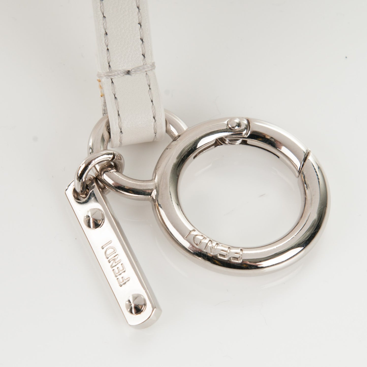 Fox Fur Shiny Nappa Bi-Color J ABCharm Bag Charm White Blue