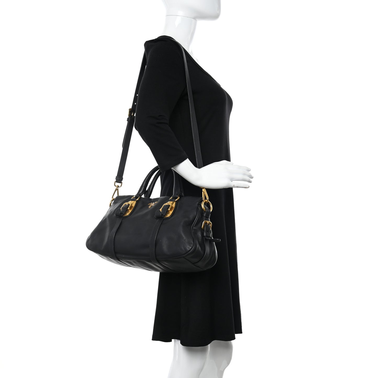 Soft Calf Shopping Satchel Black