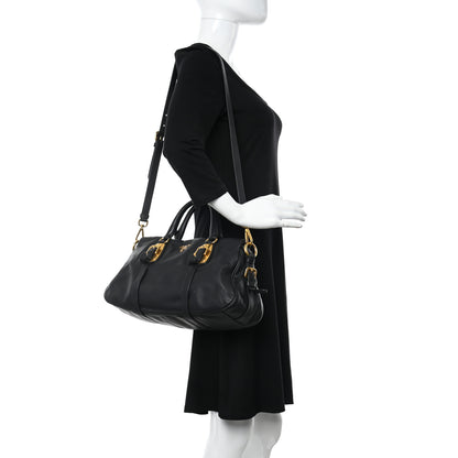 Prada Soft Calf Shopping Satchel Black 2 of 20