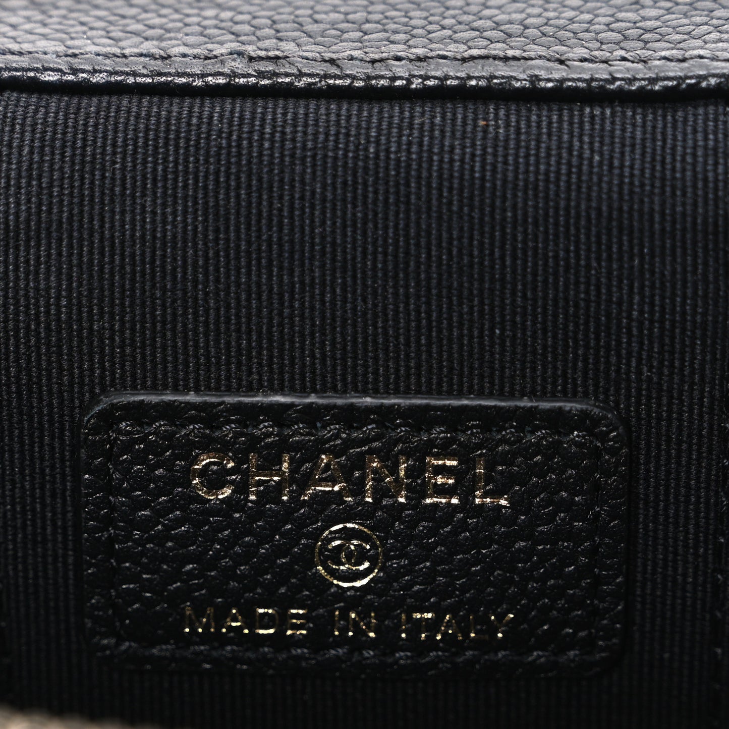 Caviar Quilted Mini Vanity Case With Chain Black