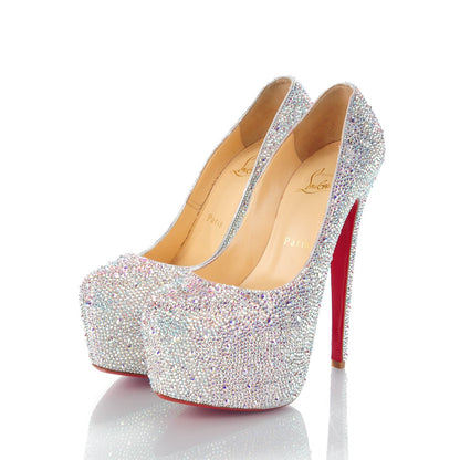 Christian Louboutin Crystal Suede Burma Daffodile Strass 160 Pumps 37.5 Aurora Boreale 3 of 7