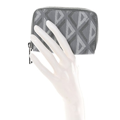 Christian Dior Coated Canvas Calfskin CD Diamond Zipped Coin Purse Grey 2 of 7