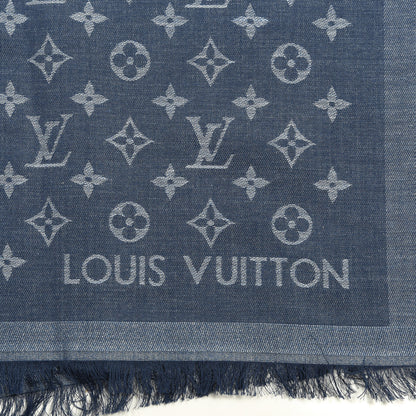 Louis Vuitton Cotton Monogram Denim Shawl Blue 3 of 4
