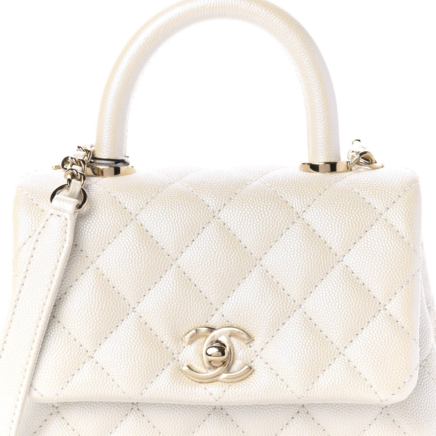 Chanel Iridescent Caviar Quilted Extra Mini Coco Handle Flap Ivory 9 of 9