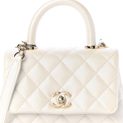 Chanel Iridescent Caviar Quilted Extra Mini Coco Handle Flap Ivory 9 of 9