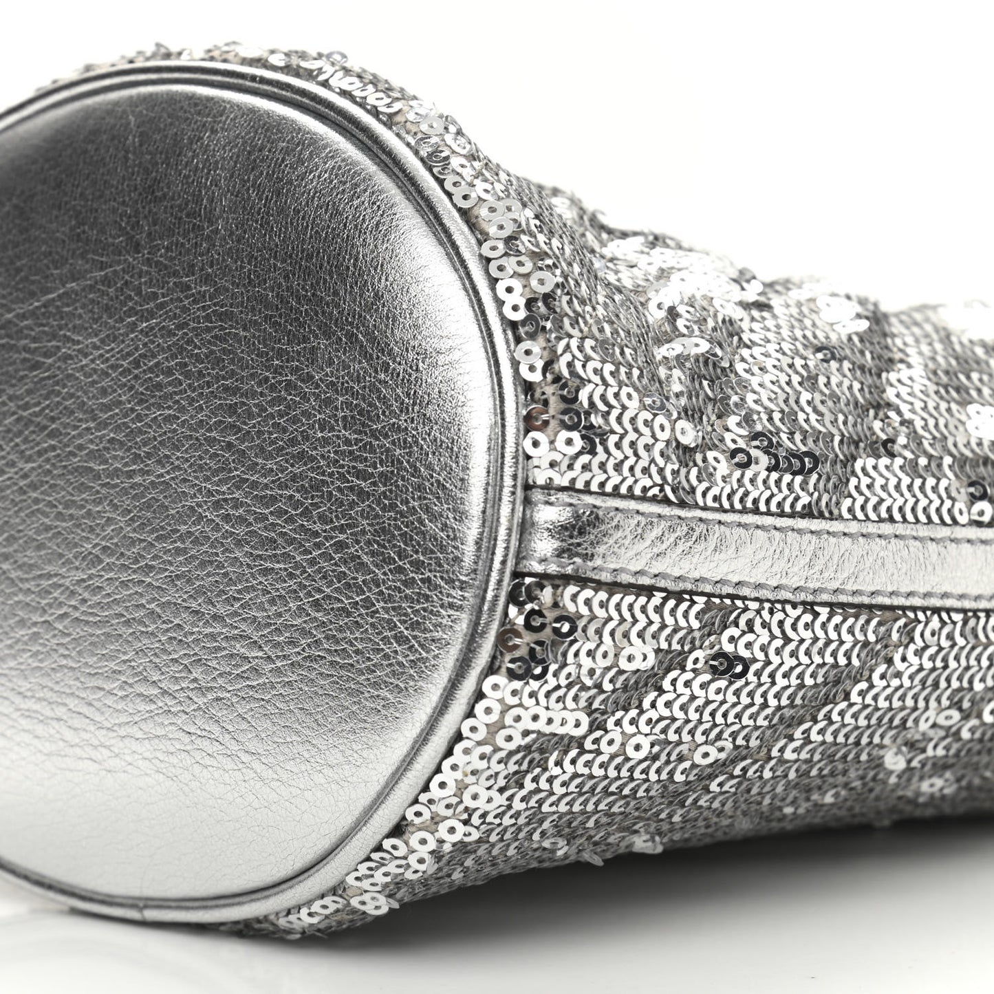 Sequin Mini GG Marmont 2.0 Bucket Bag Silver