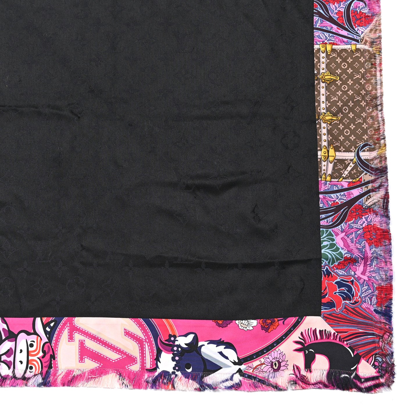 Wool Silk Be Mindful Monogram Shawl Magenta