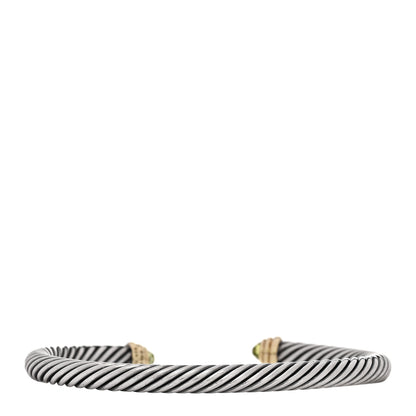 David Yurman Sterling Silver 14K Yellow Gold Peridot 5mm Cable Classics Petite Color Bracelet 2 of 3