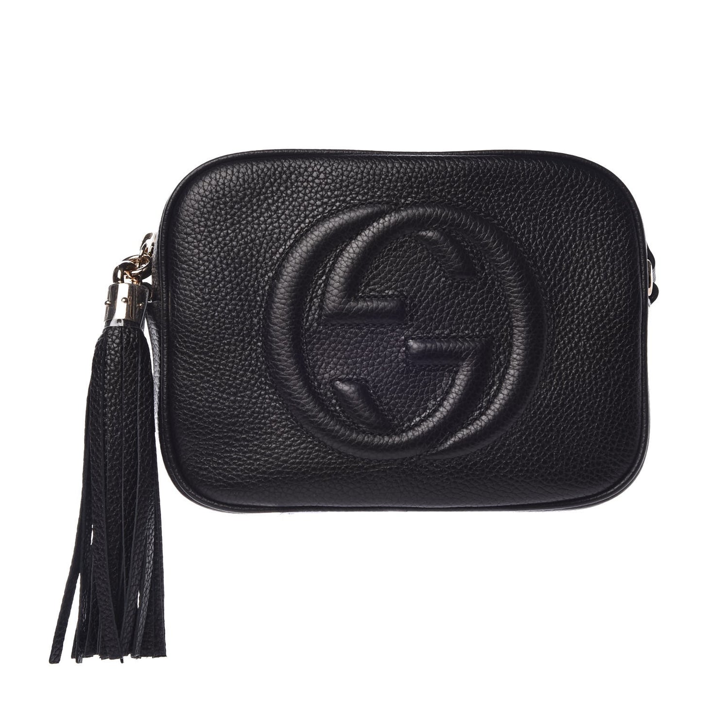Pebbled Calfskin Small Soho Disco Bag Black