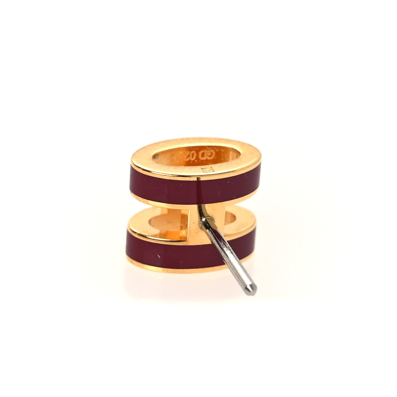 Hermes Gold Lacquered Mini Pop H Earrings Rouge Grenat 6 of 8