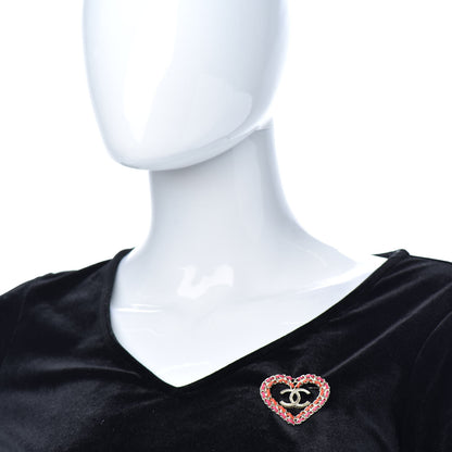Chanel Lambskin Chain CC Heart Brooch Pink Red Gold 2 of 4