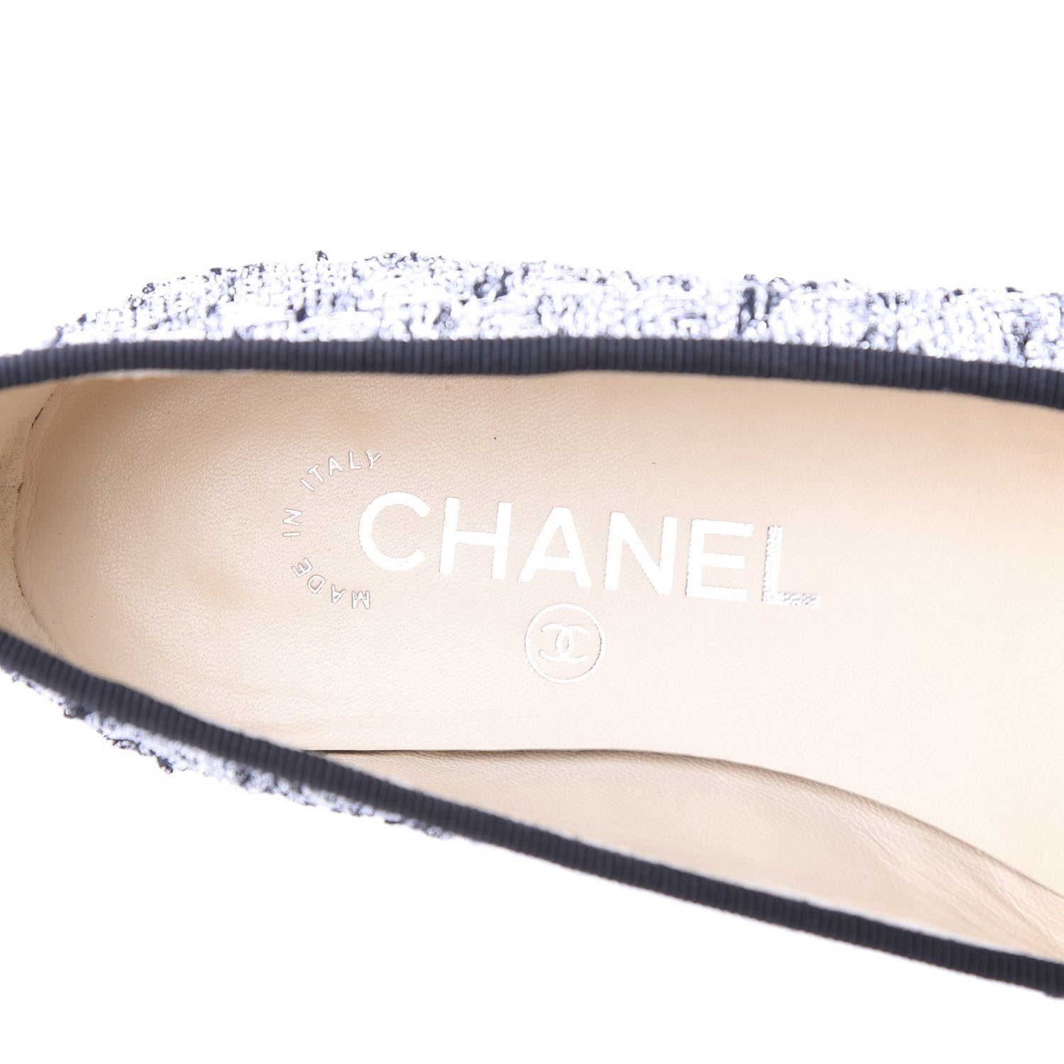 Chanel Tweed Sequin Cap Toe Ballerina Flats 36 Black Blue 7 of 9