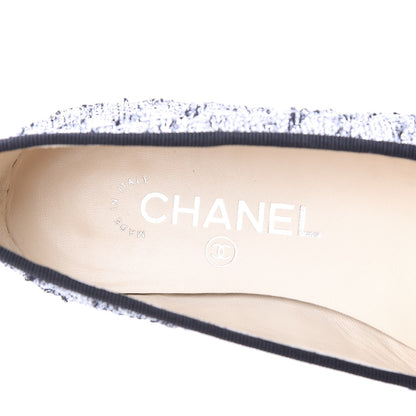 Chanel Tweed Sequin Cap Toe Ballerina Flats 36 Black Blue 7 of 9