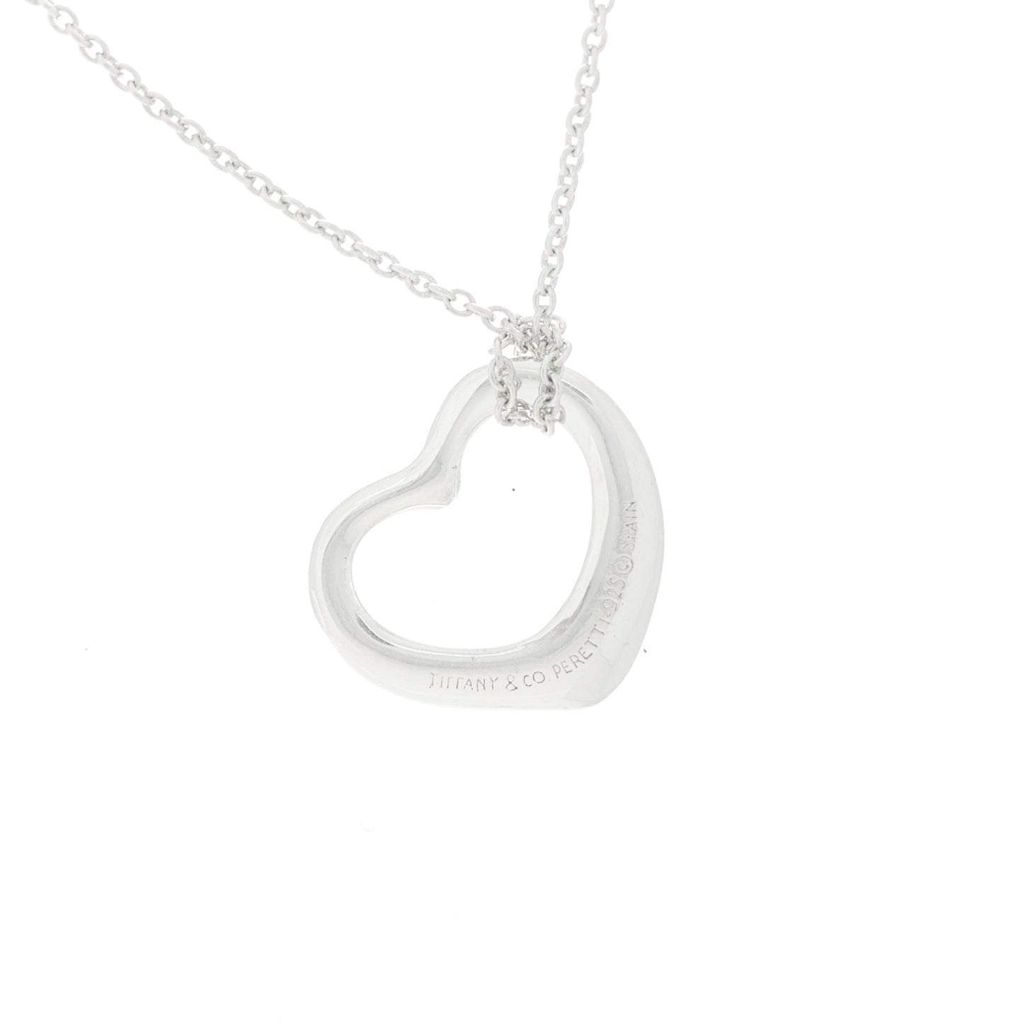 Sterling Silver 16mm Elsa Peretti Open Heart Pendant Necklace