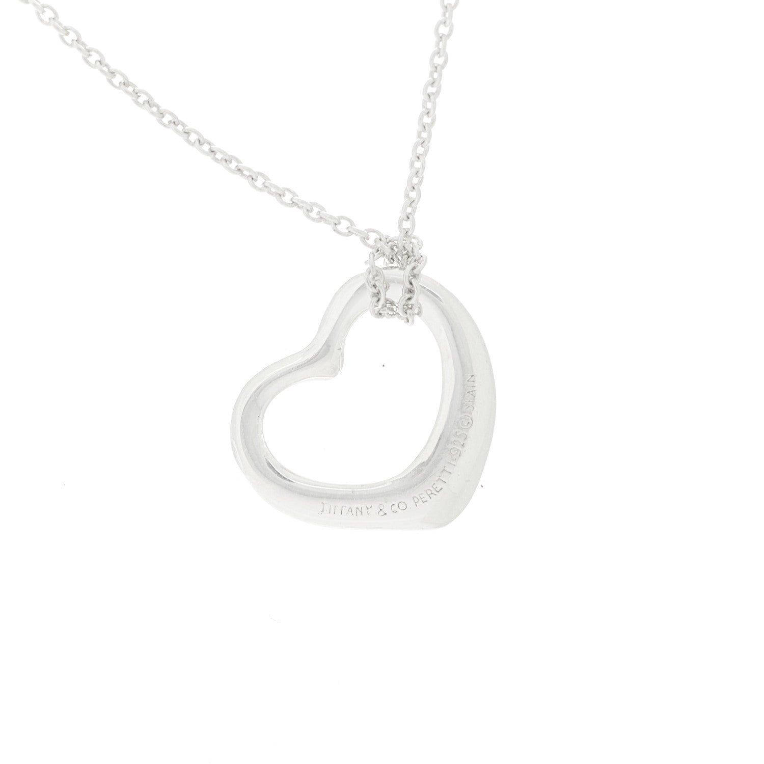 Tiffany Sterling Silver 16mm Elsa Peretti Open Heart Pendant Necklace 6 of 6