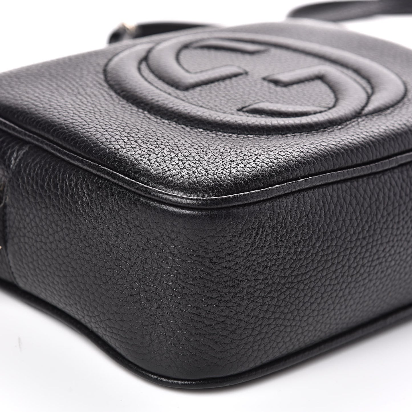 Pebbled Calfskin Small Soho Disco Bag Black