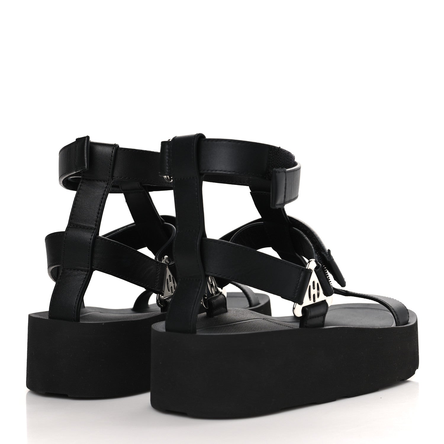 Hermes Calfskin Womens Enid Sandals 37 Black 4 of 8