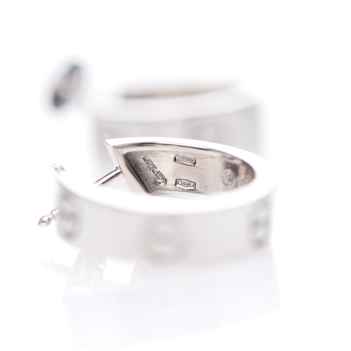 18K White Gold 5.5mm LOVE Hoop Earrings