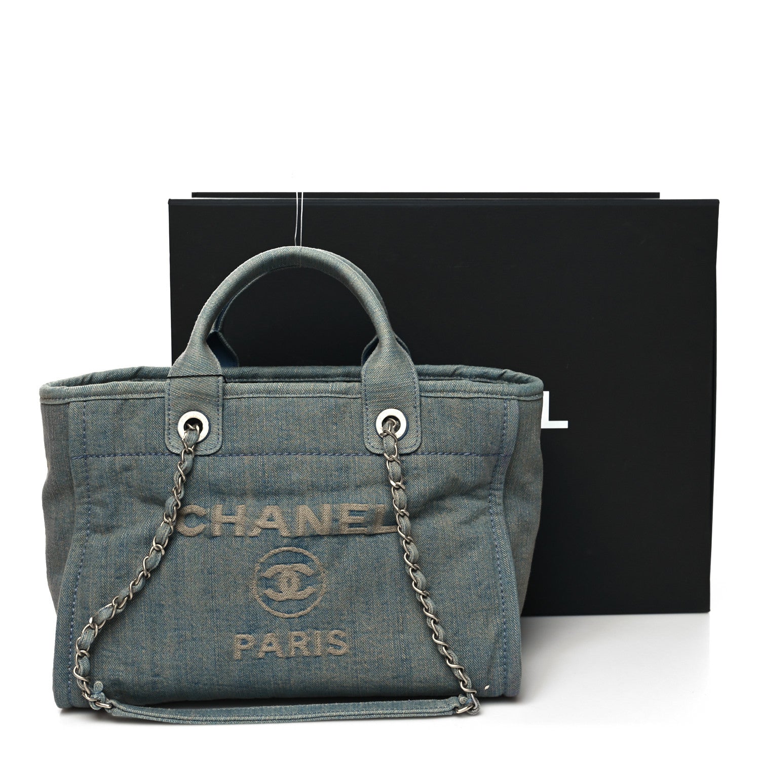 Chanel Denim Small Deauville Tote Light Blue 15 of 15