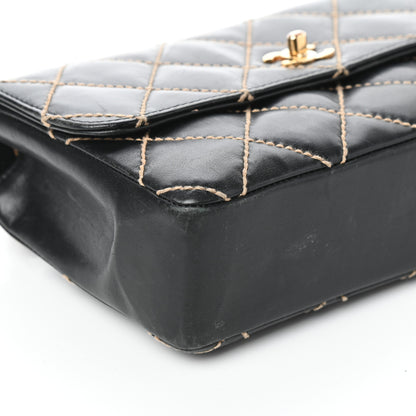 Chanel Calfskin Quilted Contrast Stitch Medium Flap Black 9 of 10