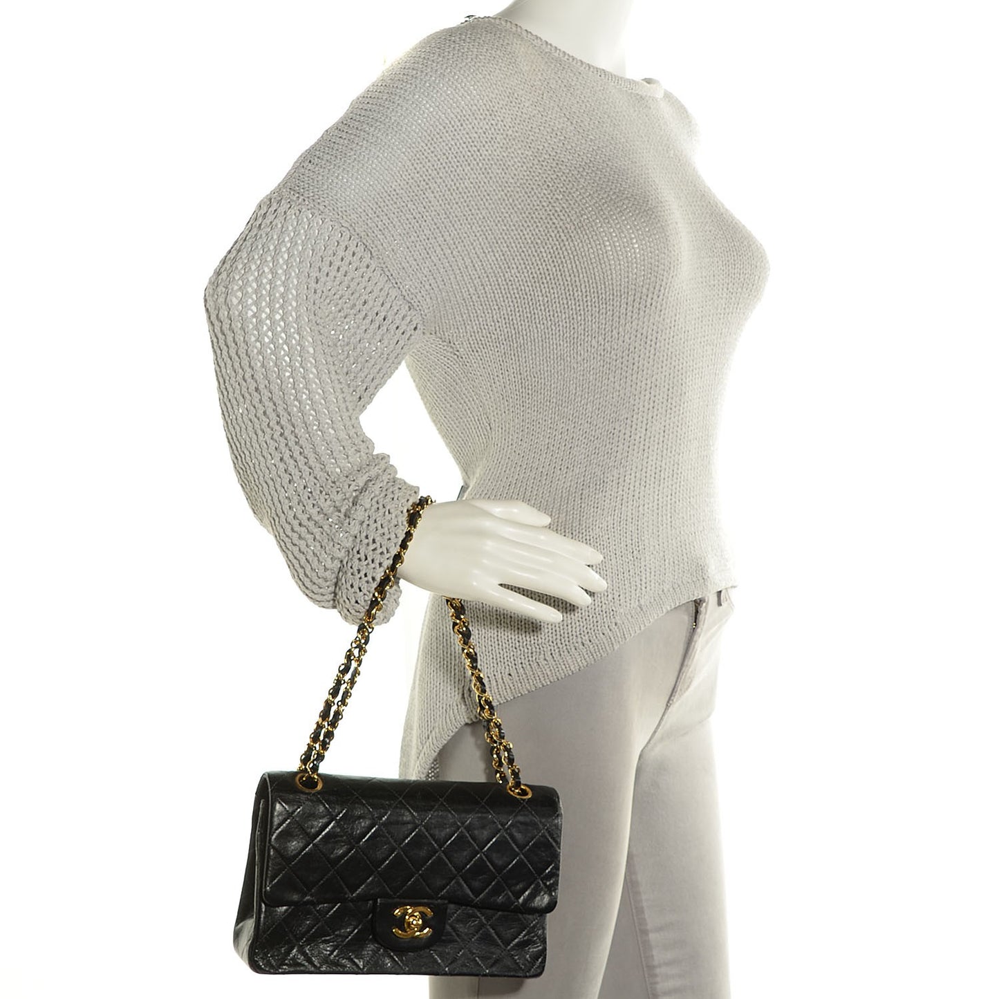 Lambskin Quilted Small Double Flap Black