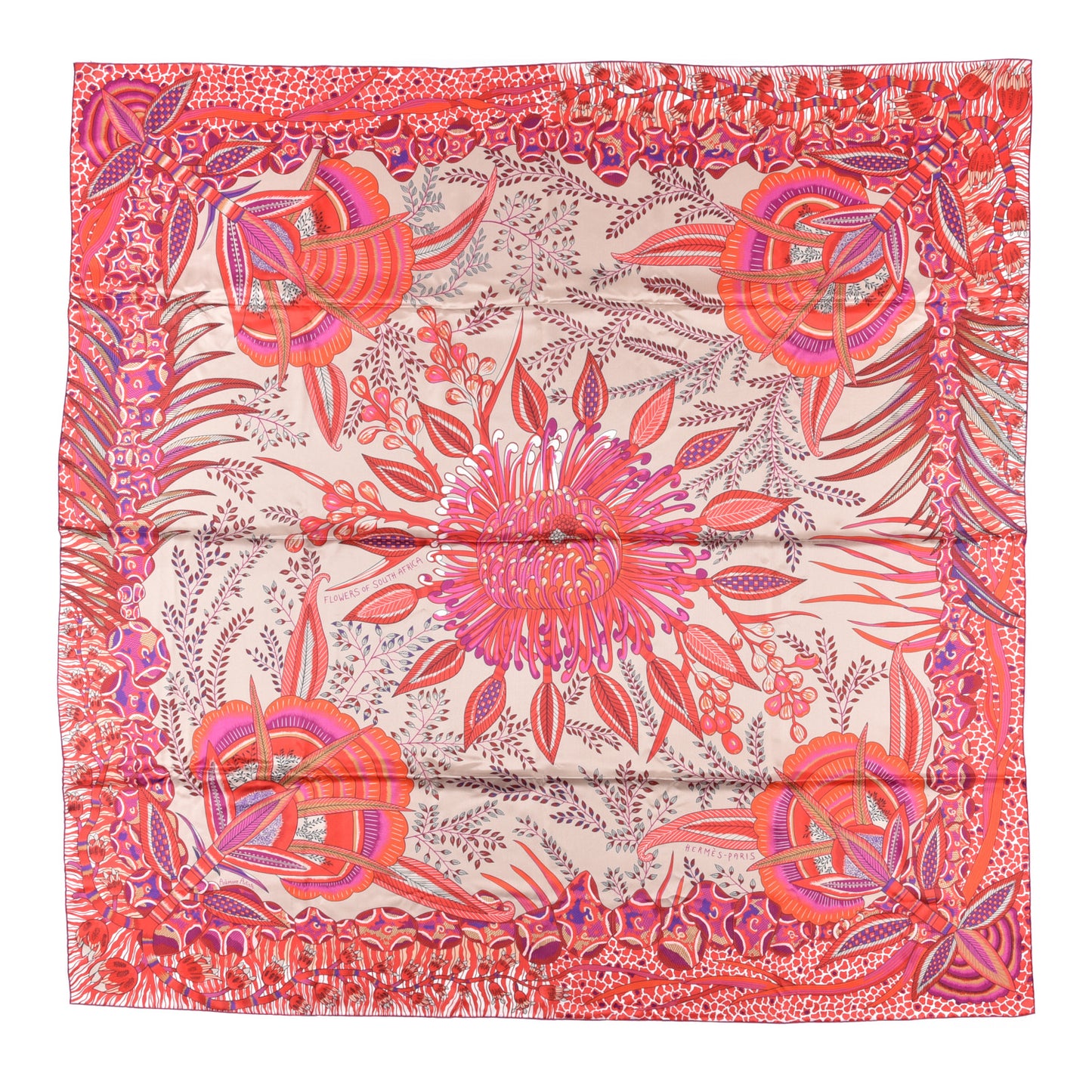 Silk Flowers of South Africa Scarf 140 Mastic Fuchsia Rouge