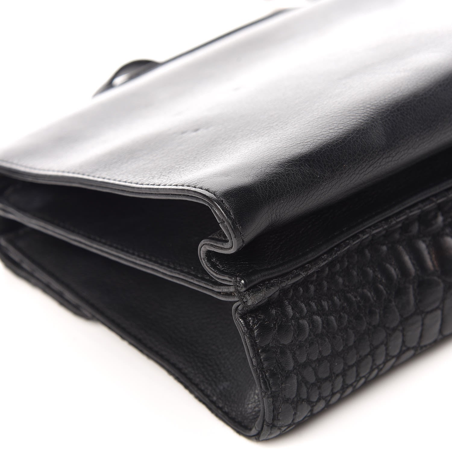 Fendi Nappa Calfskin Crocodile Trapuntata Demi Jour Shoulder Bag Black 18 of 19