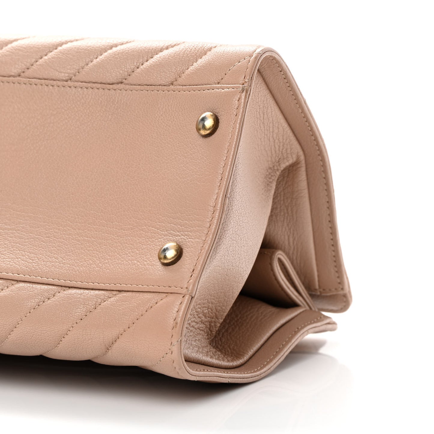 Shiny Goatskin Diagonal Quilted Shoulder Bag Beige