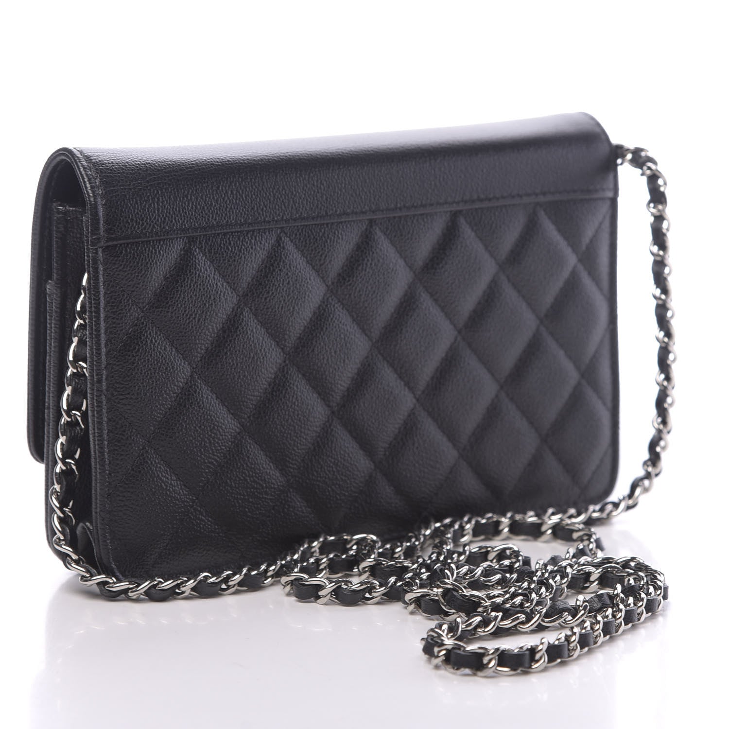 Chanel Grained Calfskin Quilted CC Box Wallet On Chain WOC Black 3 of 12