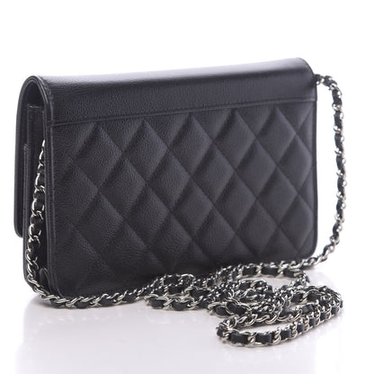 Chanel Grained Calfskin Quilted CC Box Wallet On Chain WOC Black 3 of 12