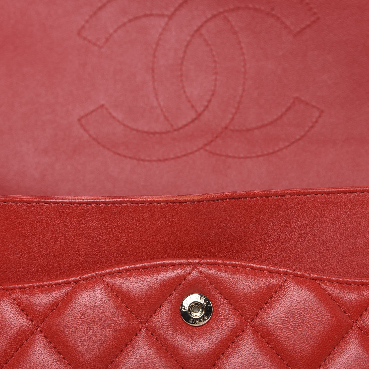 Chanel Lambskin Quilted Maxi Double Flap Red 18 of 18