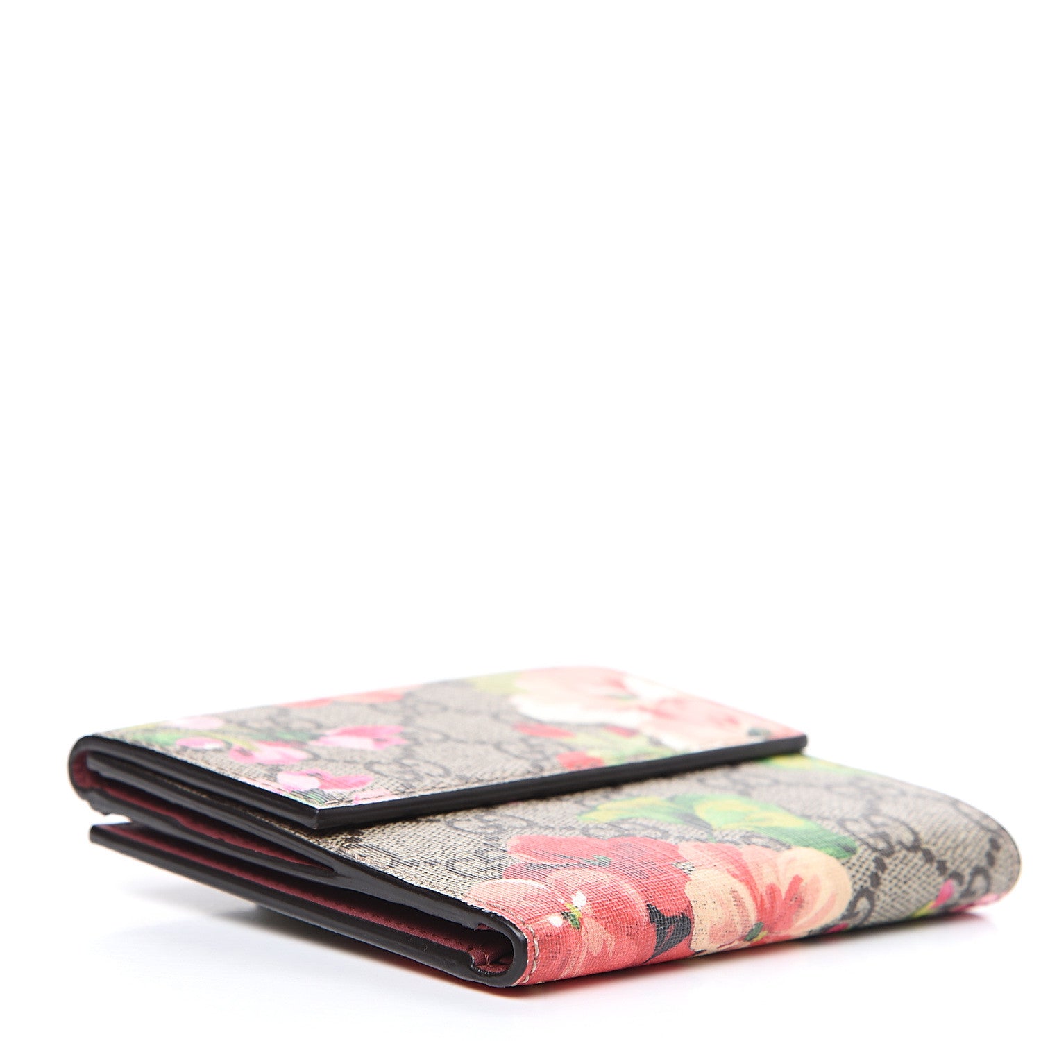 Gucci GG Supreme Monogram Blooms French Flap Wallet Beige Multicolor Dry Rose 3 of 7