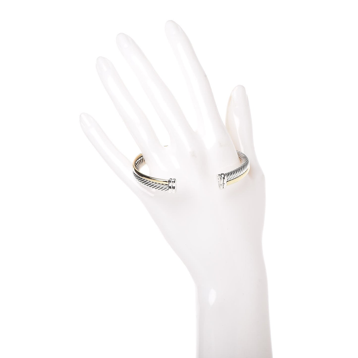 Sterling Silver 18K Yellow Gold 5mm Crossover Cuff