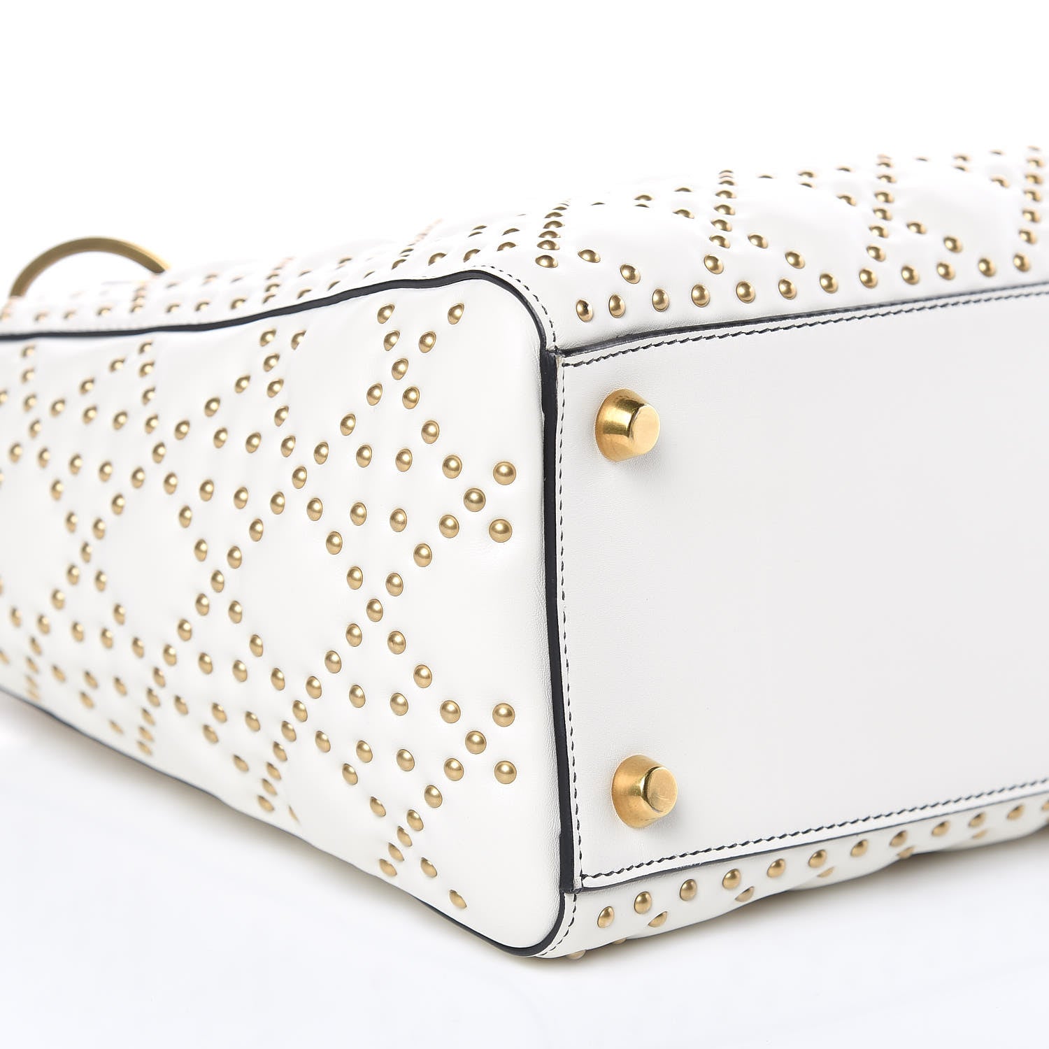 Christian Dior Calfskin Cannage Studded Medium Supple Lady Dior White 8 of 10