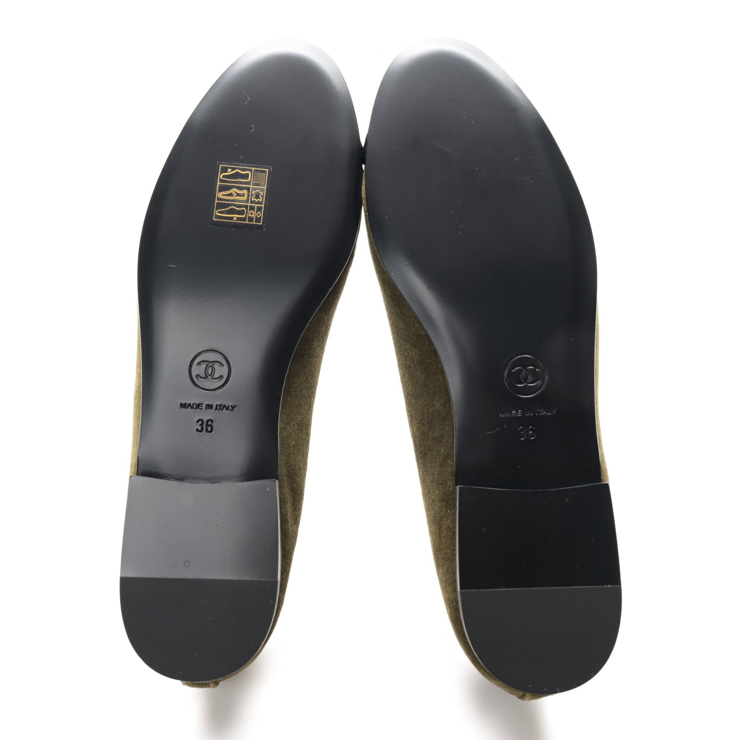 Velvet Cap Toe CC Ballerina Flats 36 Khaki Black