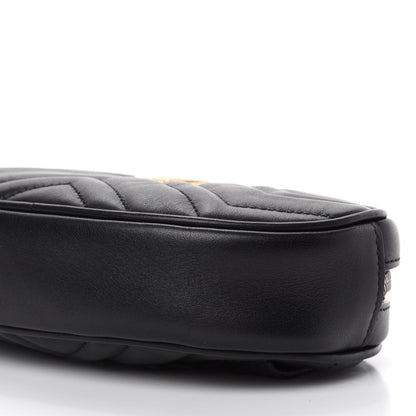 Gucci Calfskin Matelasse GG Marmont Belt Bag 85 34 Black 7 of 12