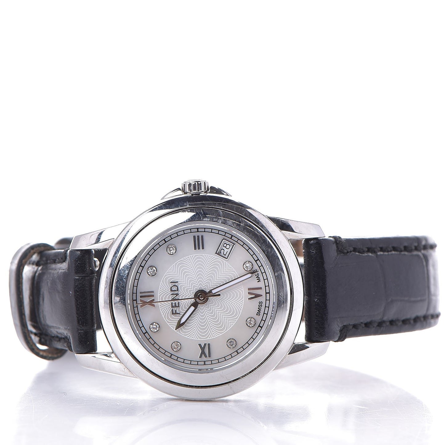 Stainless Steel Alligator Diamond Mother of Pearl 30mm Orologi Quartz Watch