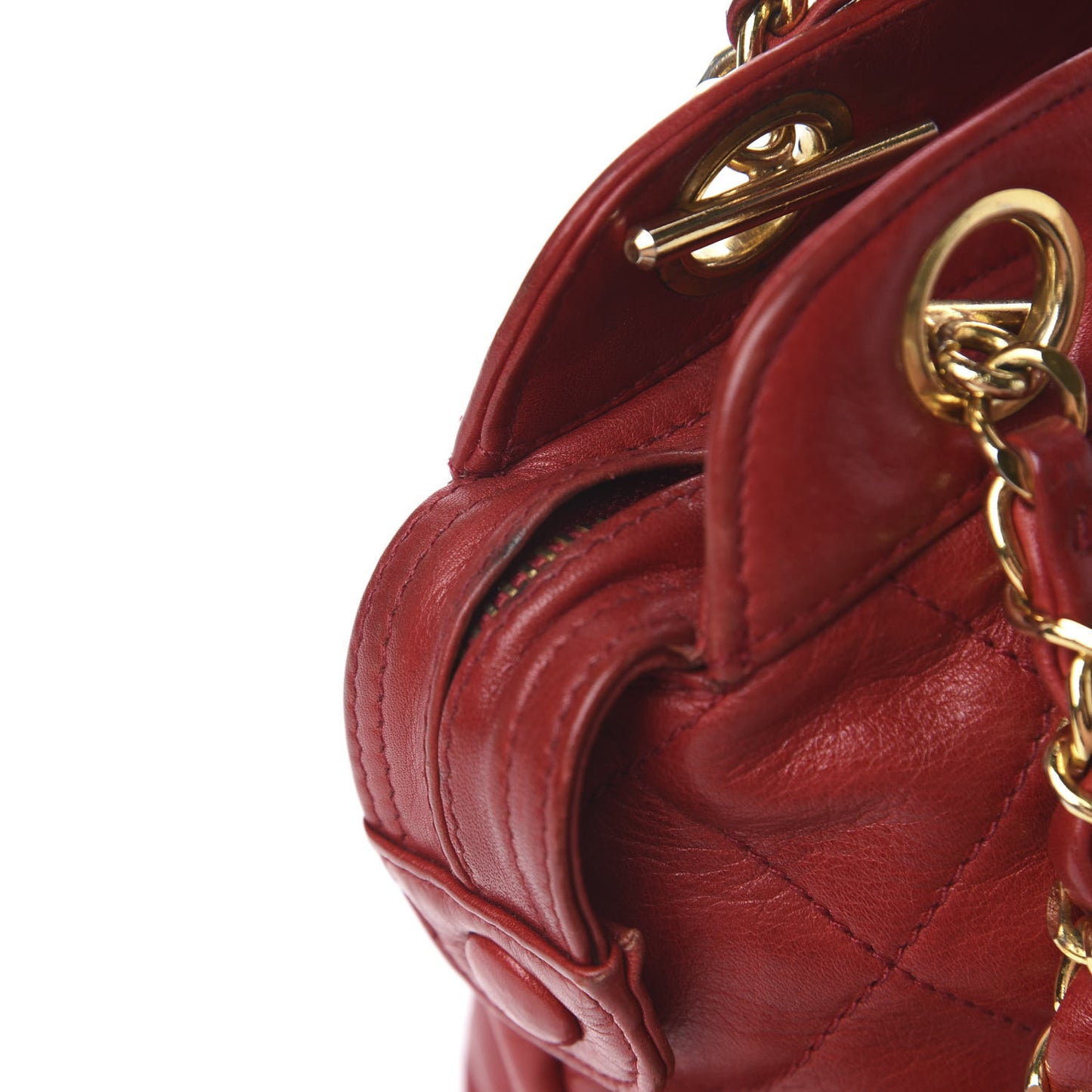 Lambskin Quilted Shoulder Bag Red