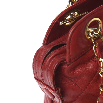 Chanel Lambskin Quilted Shoulder Bag Red 14 of 15
