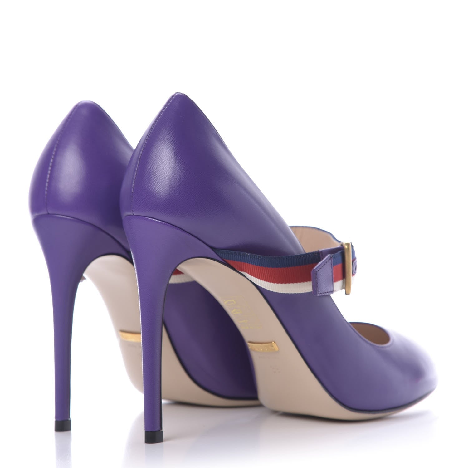 Gucci Malaga Kid Sylvie High Heel Pumps 39 Shine Purple 4 of 11