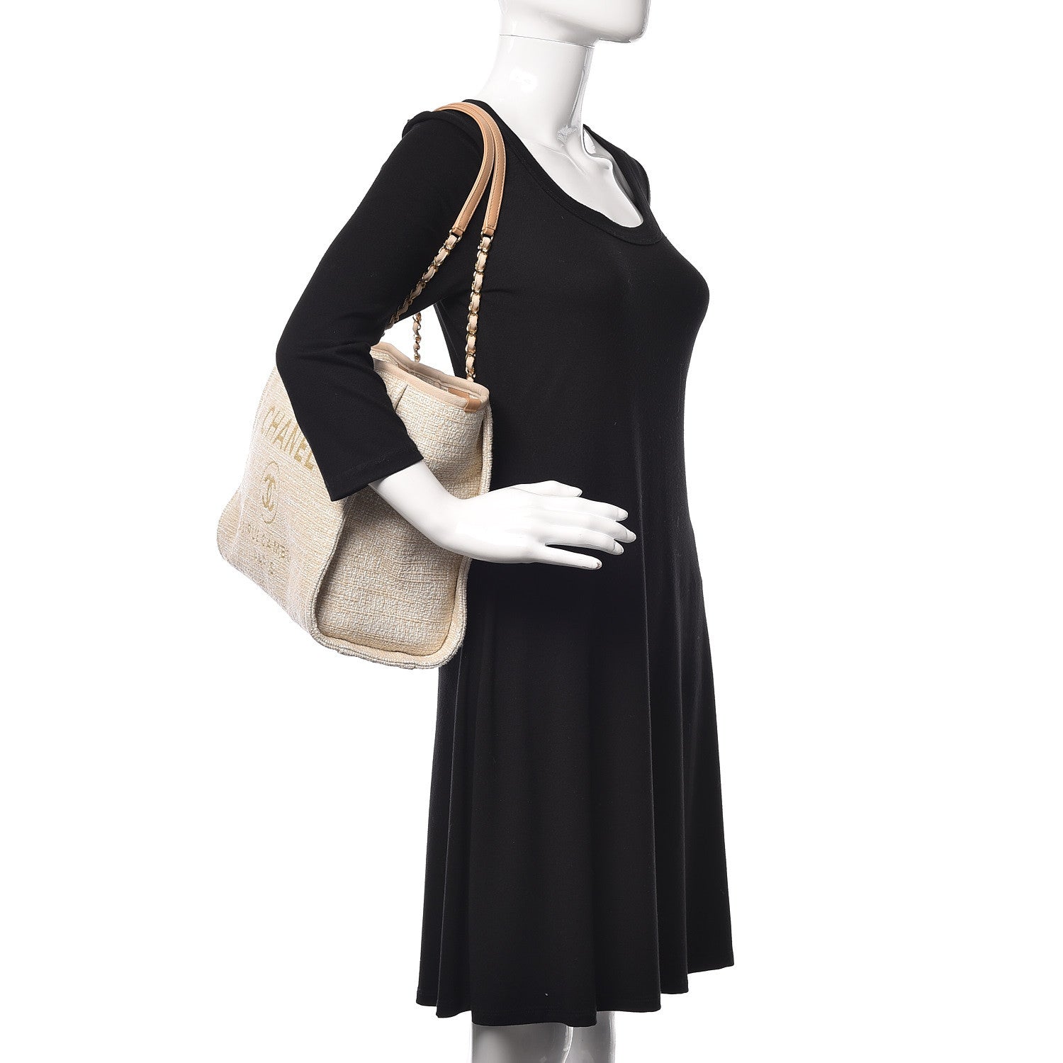 Chanel Canvas Small Deauville Tote Light Beige 2 of 9