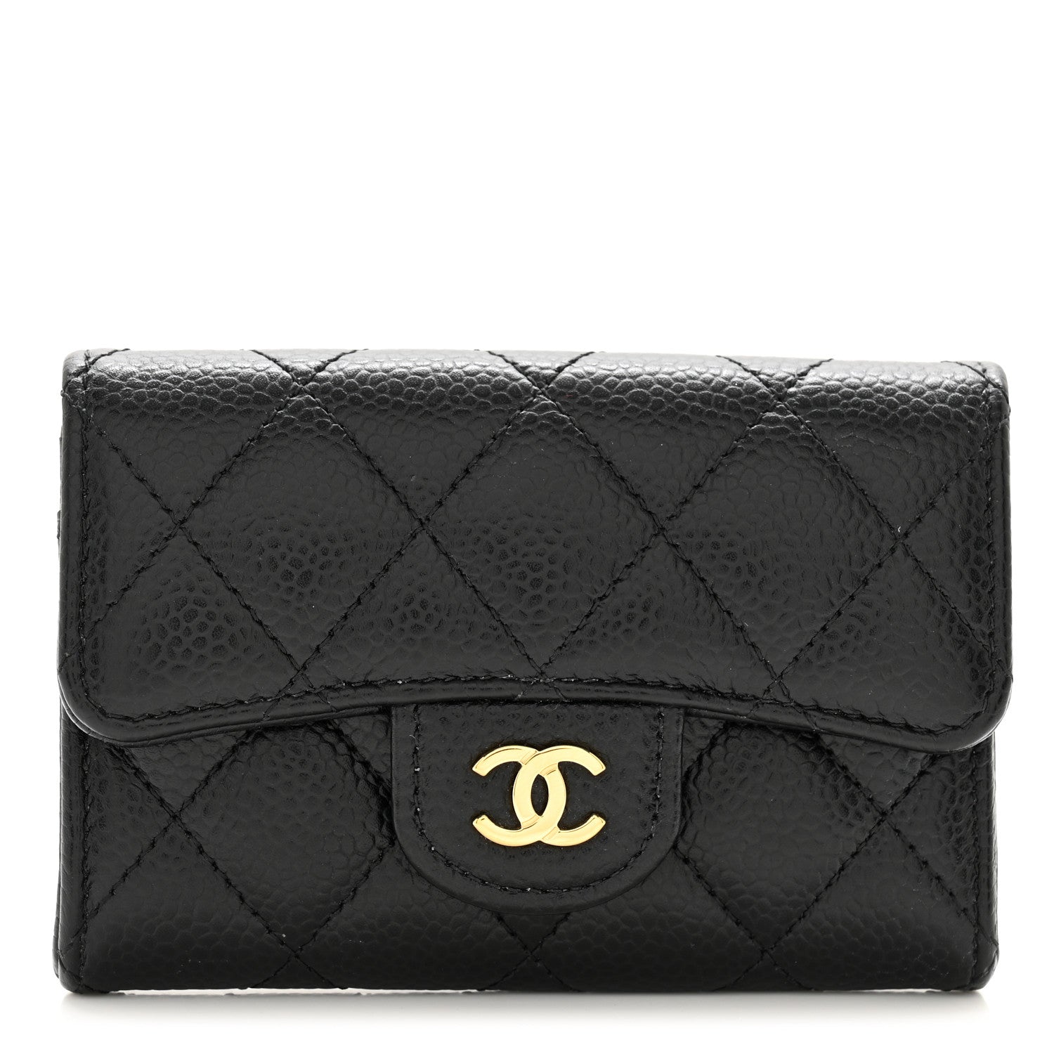 Chanel Caviar Quilted Flap Card Holder Wallet Black 1 of 9