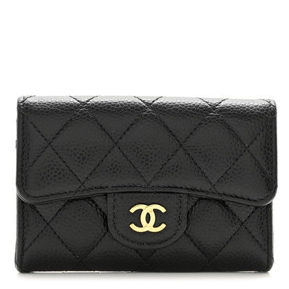 Chanel Caviar Quilted Flap Card Holder Wallet Black 1 of 9