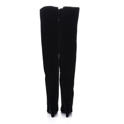 Saint Laurent Velvet Niki 105 Thigh High Boots 35 Black 6 of 7