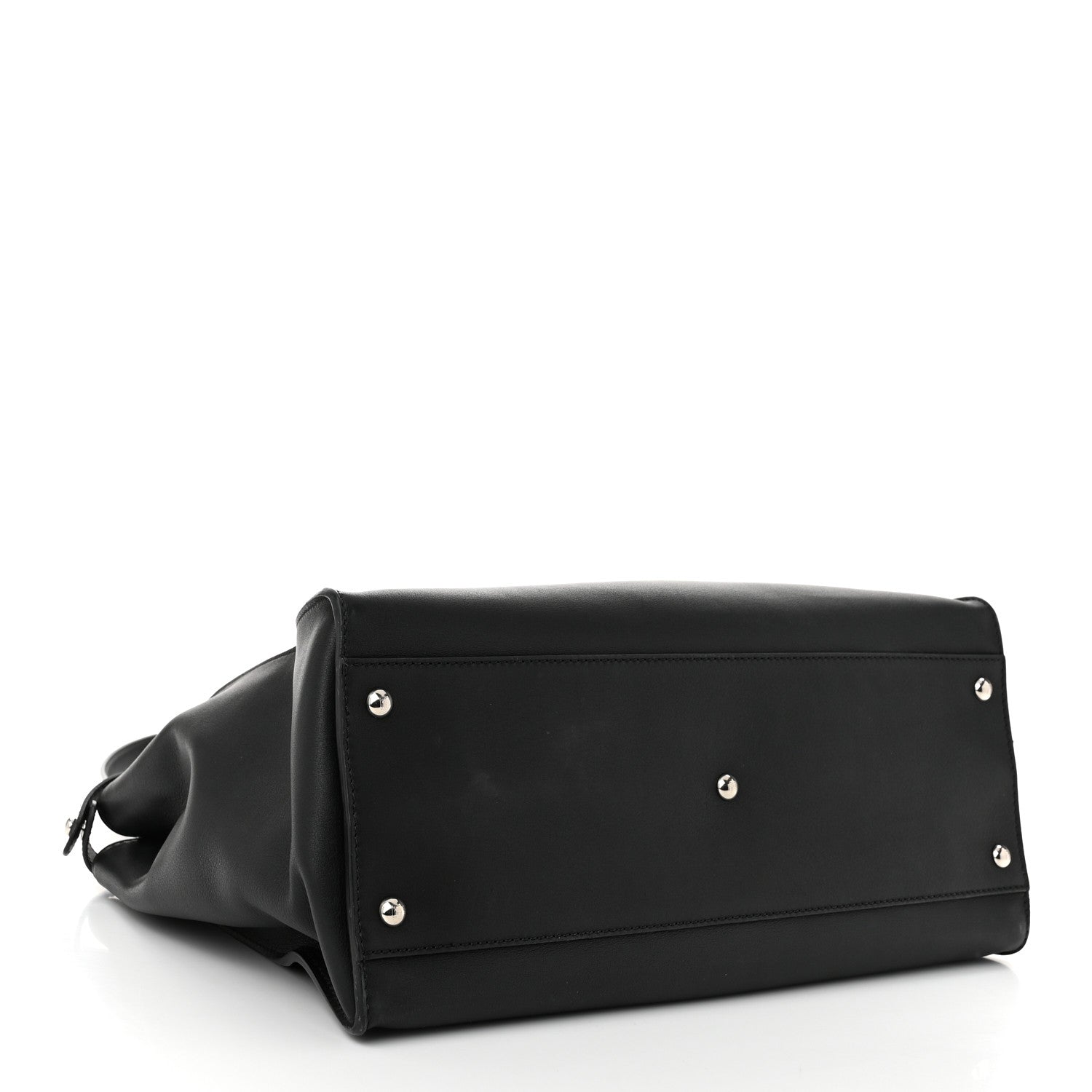 Fendi Vitello Dolce Shiny Nappa Large Peekaboo Iconic Satchel Black Camelia 4 of 12
