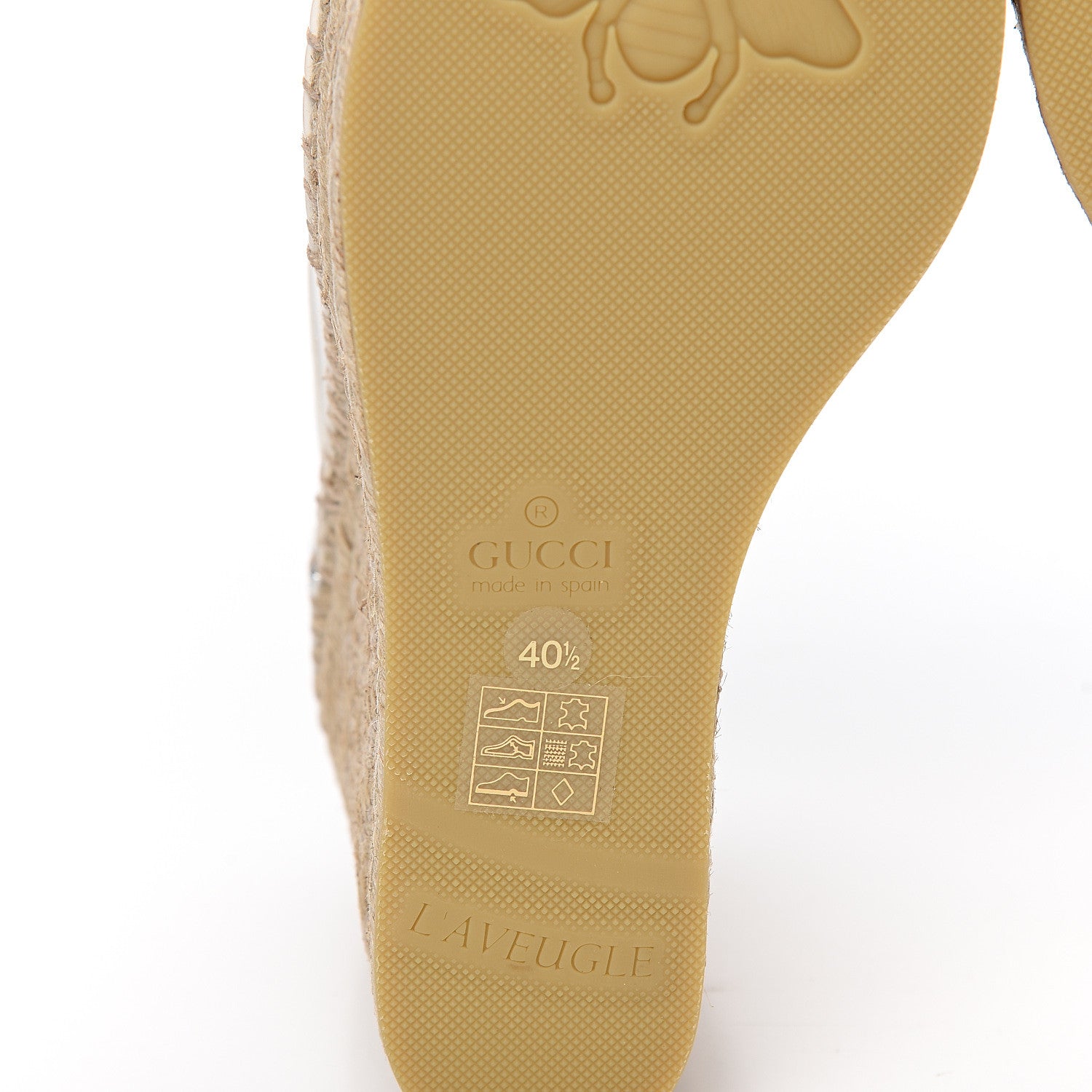 Gucci Metallic Calfskin Pilar Cap Toe Logo Espadrille Wedge Sneakers 40.5 White Silver 6 of 9