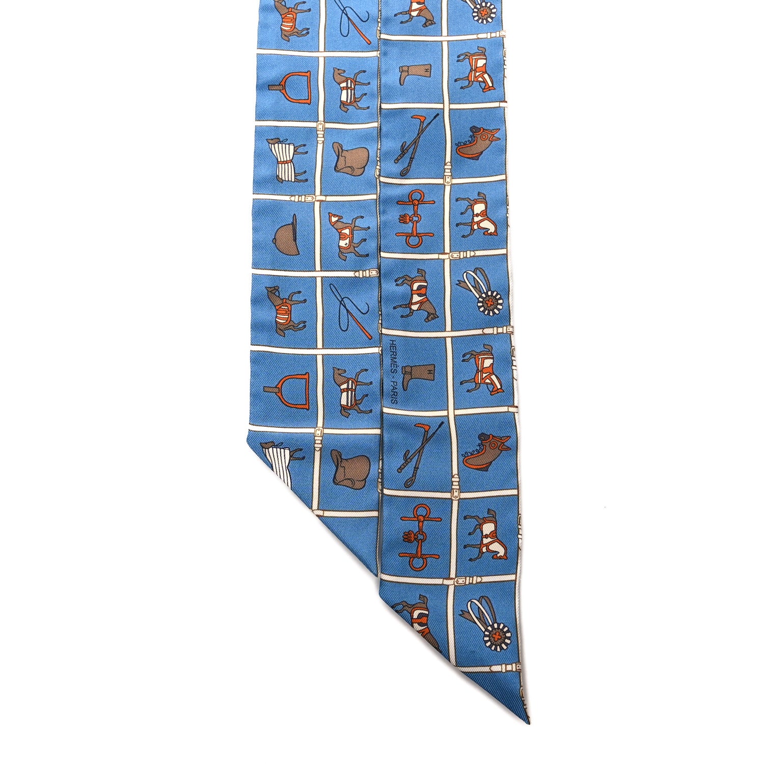Hermes Silk Couvertures Et Tenues Twilly Bleu Moyen Blanc 2 of 4